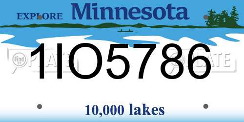 1IO5786 Minnesota License Plate