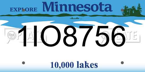 1IO8756 Minnesota License Plate