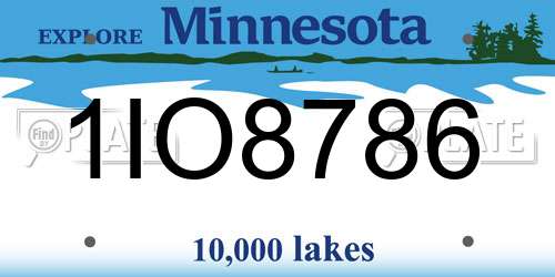 1IO8786 Minnesota License Plate