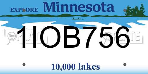 1IOB756 Minnesota License Plate