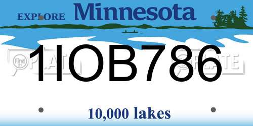 1IOB786 Minnesota License Plate