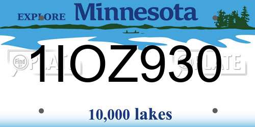 1IOZ930 Minnesota License Plate