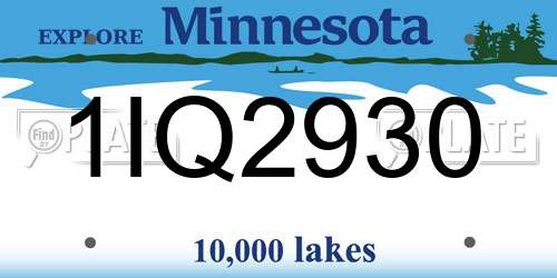 1IQ2930 Minnesota License Plate