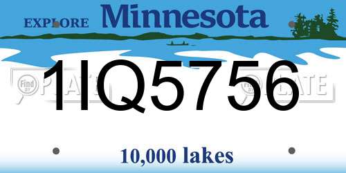 1IQ5756 Minnesota License Plate