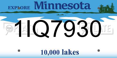 1IQ7930 Minnesota License Plate