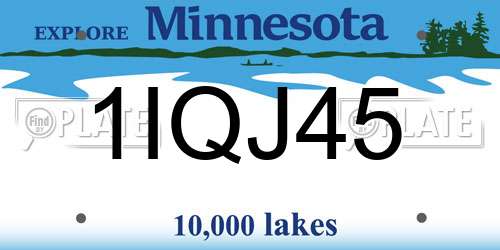 1IQJ45 Minnesota License Plate
