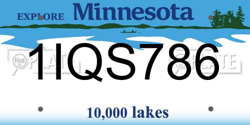 1IQS786 Minnesota License Plate