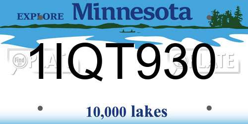 1IQT930 Minnesota License Plate