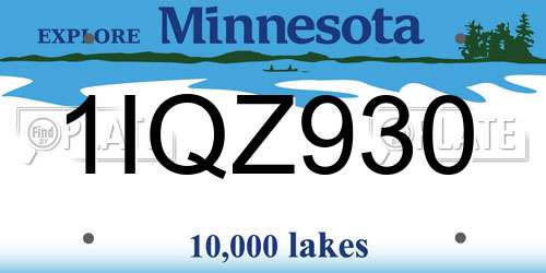 1IQZ930 Minnesota License Plate