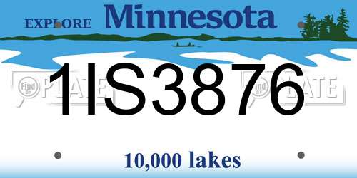 1IS3876 Minnesota License Plate