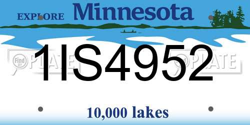1IS4952 Minnesota License Plate