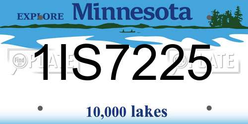 1IS7225 Minnesota License Plate
