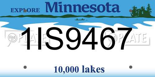 1IS9467 Minnesota License Plate
