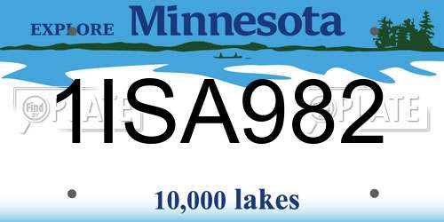 1ISA982 Minnesota License Plate