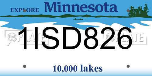 1ISD826 Minnesota License Plate