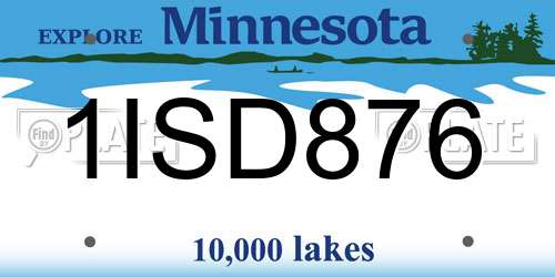 1ISD876 Minnesota License Plate