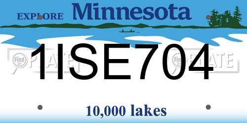 1ISE704 Minnesota License Plate
