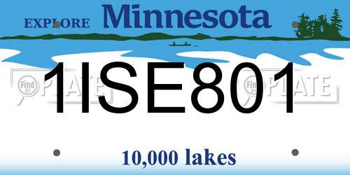 1ISE801 Minnesota License Plate