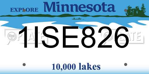 1ISE826 Minnesota License Plate
