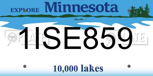 1ISE859 Minnesota License Plate