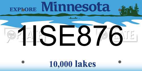 1ISE876 Minnesota License Plate