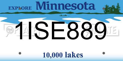 1ISE889 Minnesota License Plate