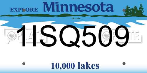 1ISQ509 Minnesota License Plate
