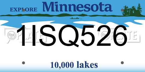 1ISQ526 Minnesota License Plate