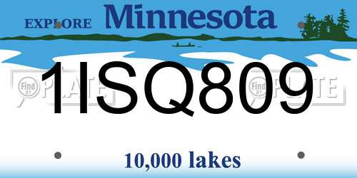 1ISQ809 Minnesota License Plate