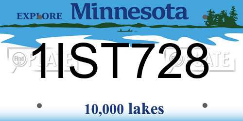 1IST728 Minnesota License Plate