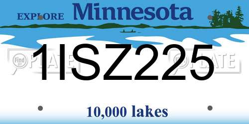 1ISZ225 Minnesota License Plate