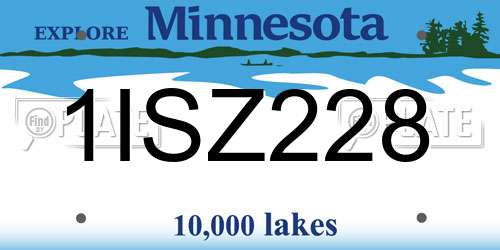 1ISZ228 Minnesota License Plate