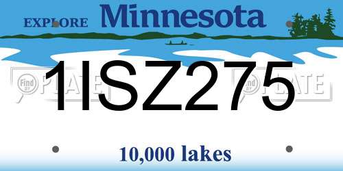 1ISZ275 Minnesota License Plate