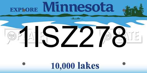 1ISZ278 Minnesota License Plate