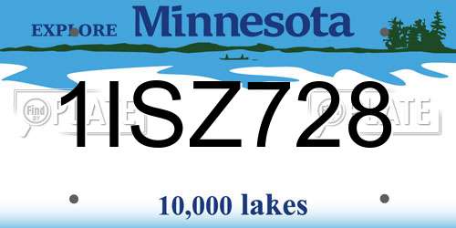 1ISZ728 Minnesota License Plate