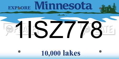 1ISZ778 Minnesota License Plate