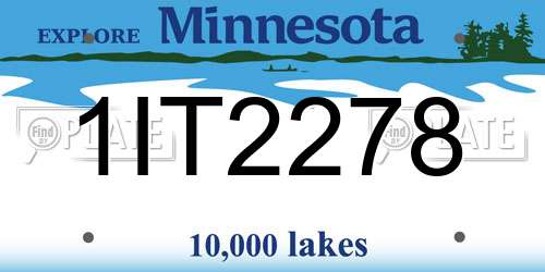1IT2278 Minnesota License Plate