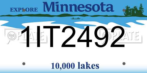 1IT2492 Minnesota License Plate