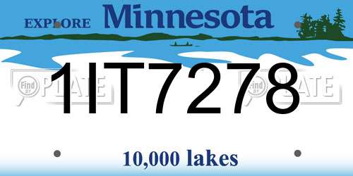 1IT7278 Minnesota License Plate
