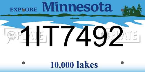 1IT7492 Minnesota License Plate