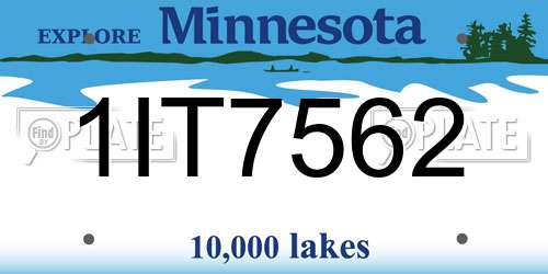 1IT7562 Minnesota License Plate