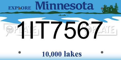 1IT7567 Minnesota License Plate