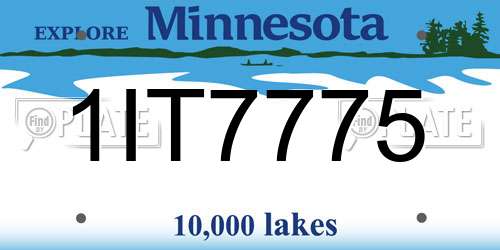 1IT7775 Minnesota License Plate