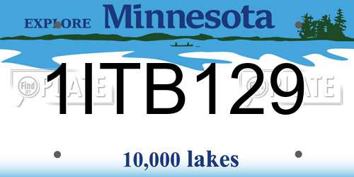 1ITB129 Minnesota License Plate