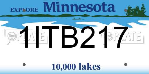 1ITB217 Minnesota License Plate