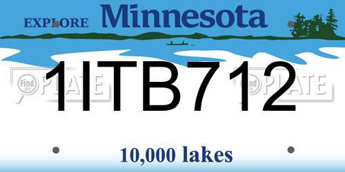 1ITB712 Minnesota License Plate
