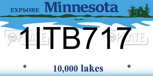 1ITB717 Minnesota License Plate