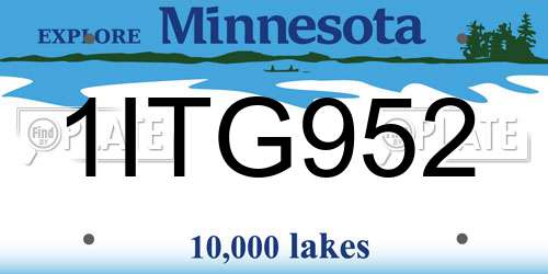 1ITG952 Minnesota License Plate