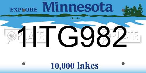 1ITG982 Minnesota License Plate