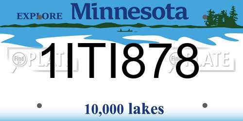 1ITI878 Minnesota License Plate